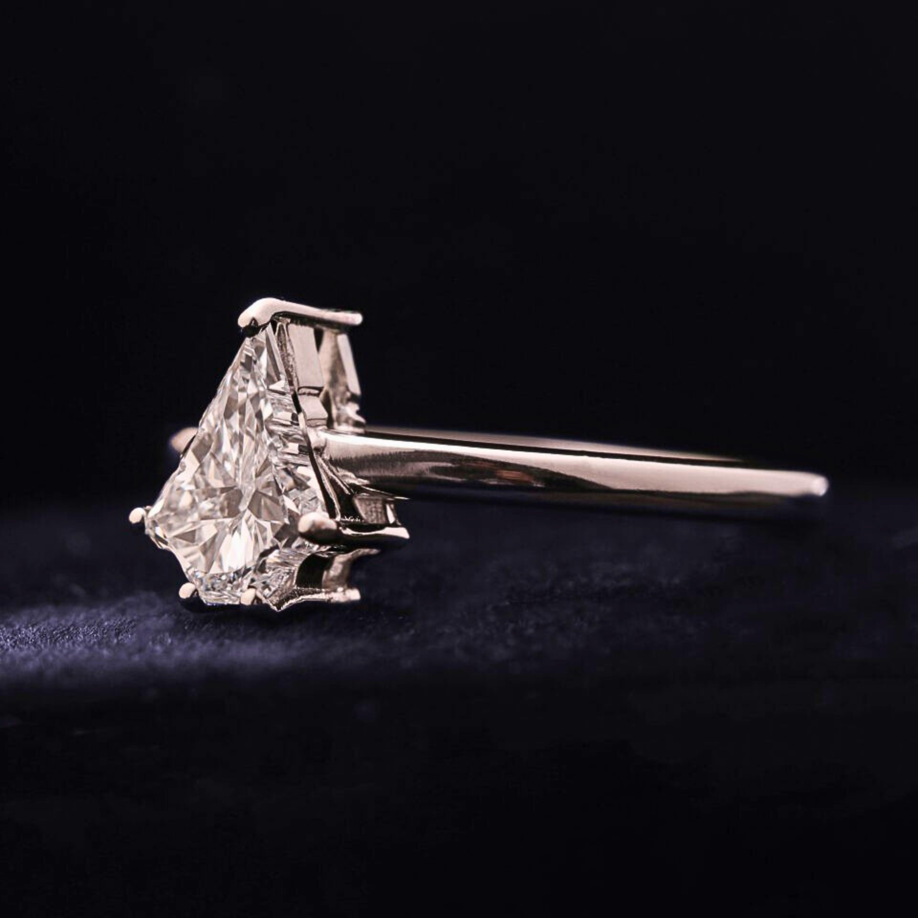 Unique Christmas Tree Cut Diamond Solitaire Ring
