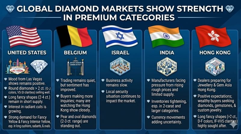 Global Diamond Markets Show Strength in Premium Categories in 2026