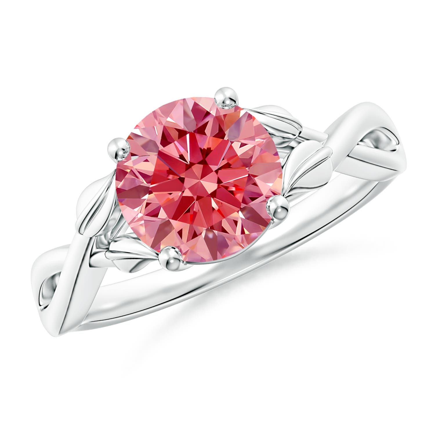Solitaire Lab Grown fancy Intense Pink Diamond Ring