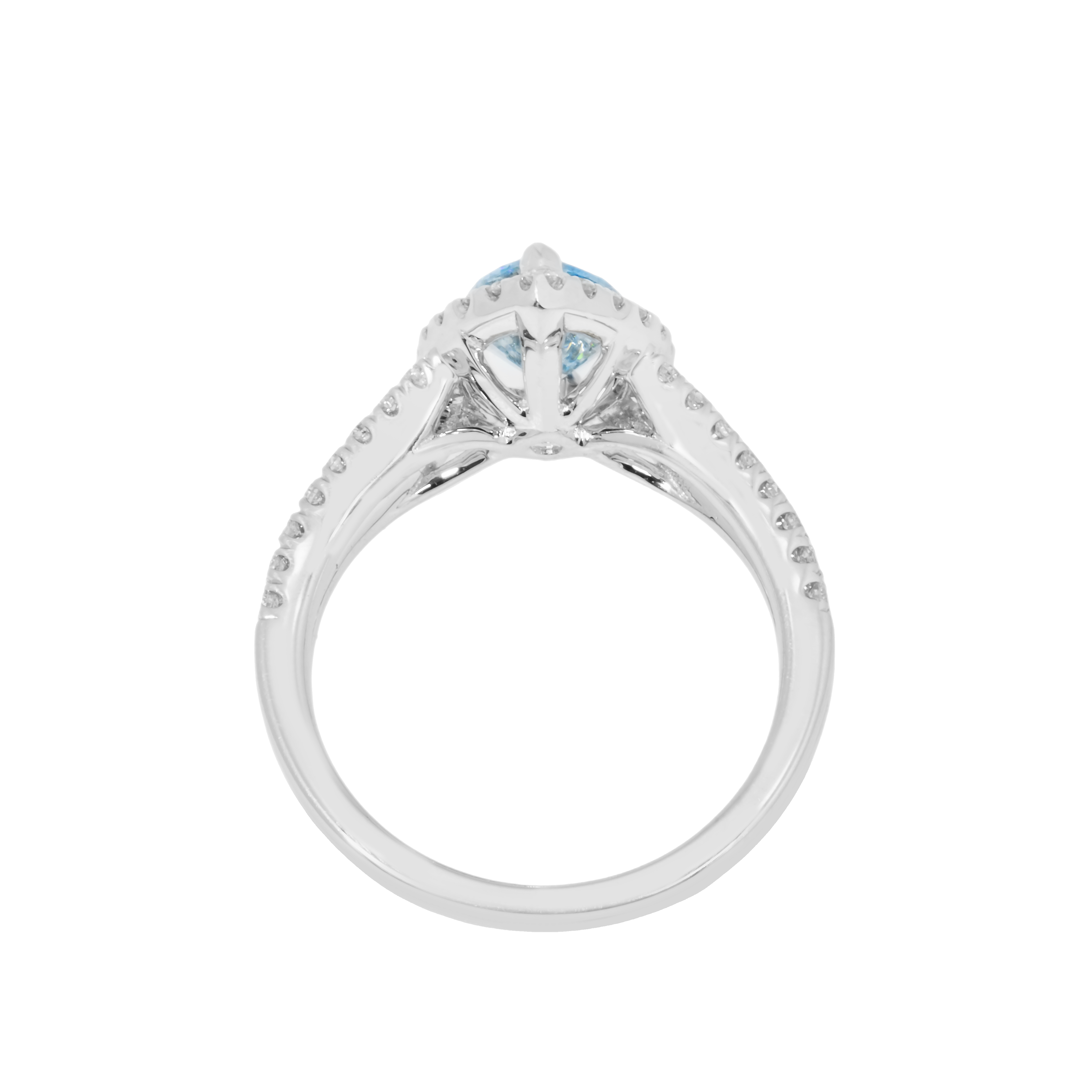 SkyBlue Round Shape Lab Grown Diamond Ring