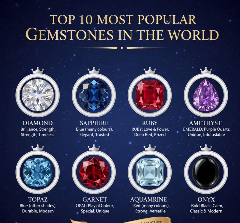 The World's Top 10 Most Popular Gemstones: A Complete Guide to Their History and Beauty