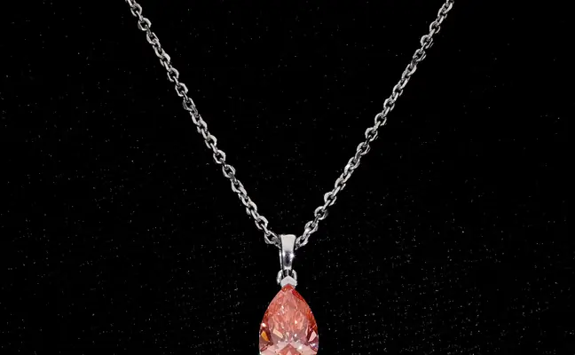 Lab Grown Fancy Pink Pear Pendant