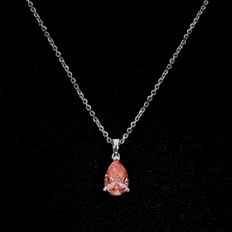 Lab Grown Fancy Pink Pear Pendant