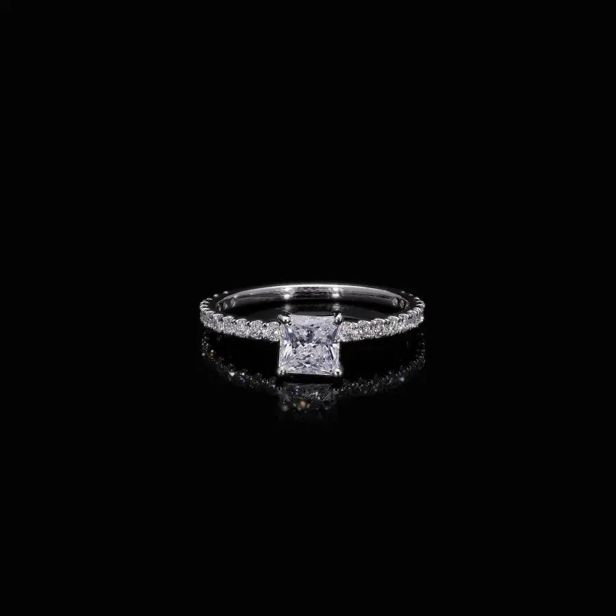 Princess Cut Accent Diamond Ring