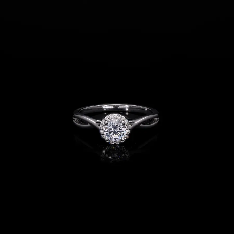 Round Solitaire Halo Diamond Ring