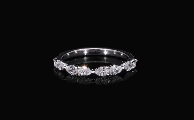 Pear Cut Lab Grown Diamond Half Eternity Band