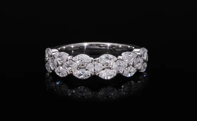 Marquise Cut Lab Grown Diamond Three Row Half Eternity Band