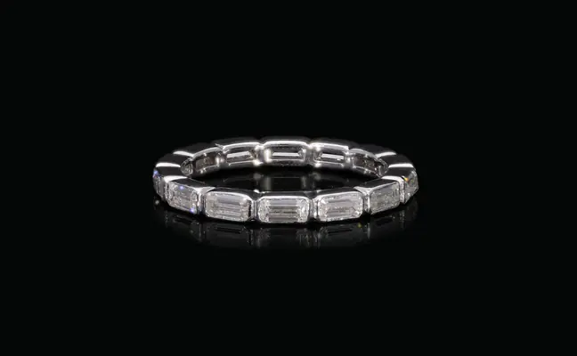 Emerald Cut East-West Wedding Band