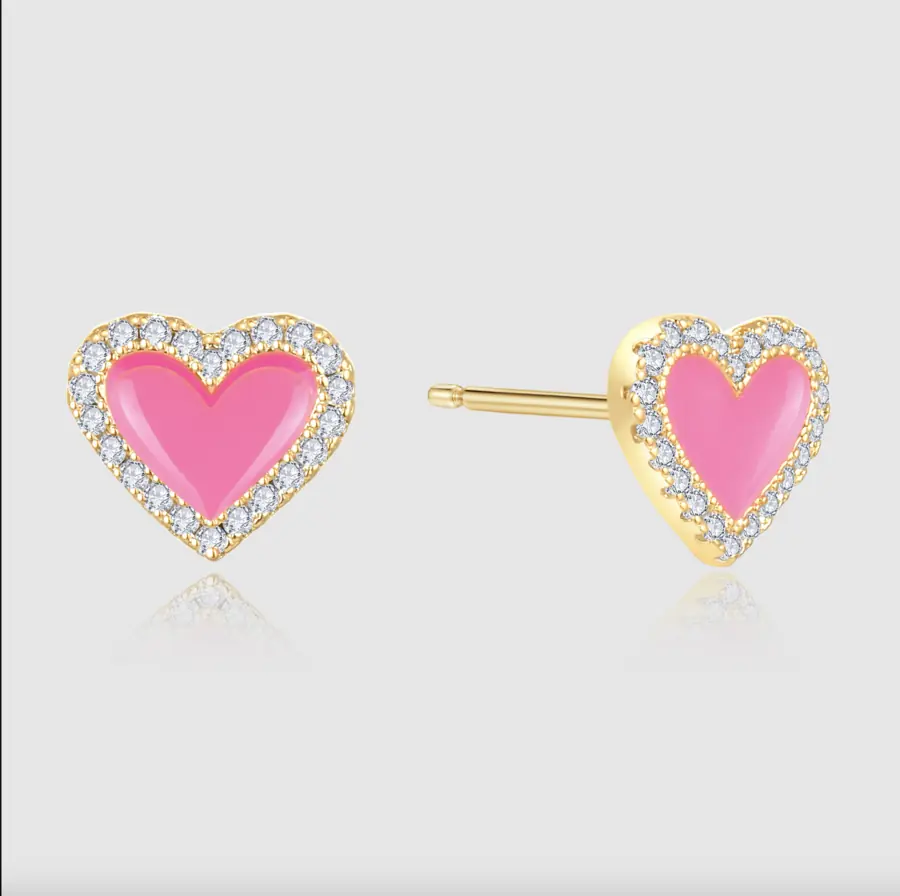 CartaX Red Heart Ear Rings Diamond Jewelry - Valentines Day CaratX Diamond Jewelry