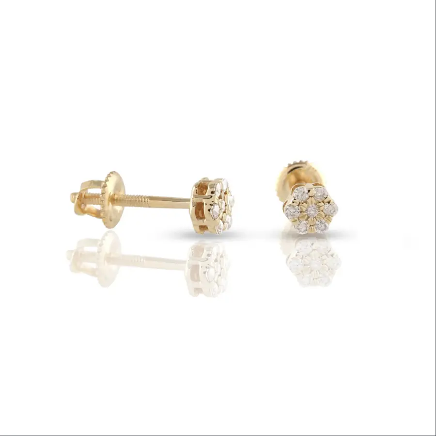 0.44ct Yellow Gold Flower Diamond Earrings by CaratX - CaratX Diamond Earrings Collection