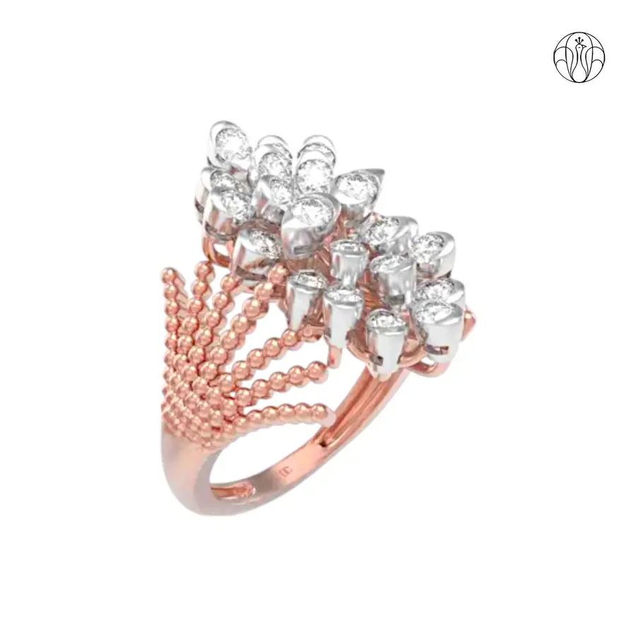 Vedika Ring (CI. Zaveri)- 0 0.954 CTW 22 PCS VS1 Lab Grown Round Diamond Ring