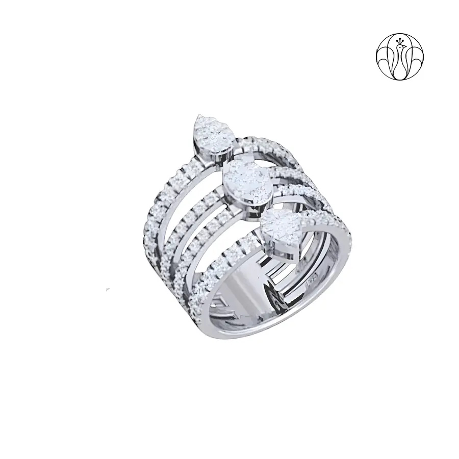 Aurelia Ring(CI. Zaveri)-  1.983 CTW 87 PCS VS1 Lab Grown Round Diamond Statement Ring