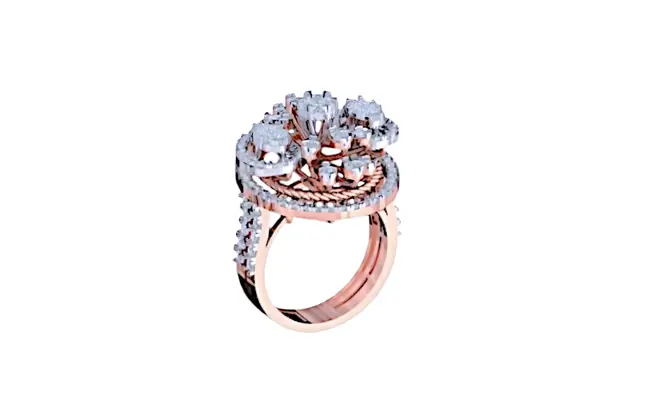 Aadira Ring (CI. Zaveri)- 1.779 CTW 155 PCS VS1 Lab Grown Round Diamond Designer Floral Ring
