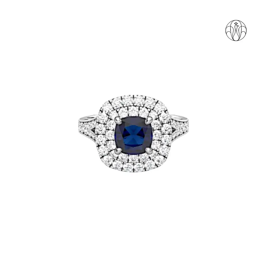 Diana Sapphire Ring (CI. Zaveri)- 0.7 CTW 72 PCS VS1 Lab Grown Round Diamond Ring