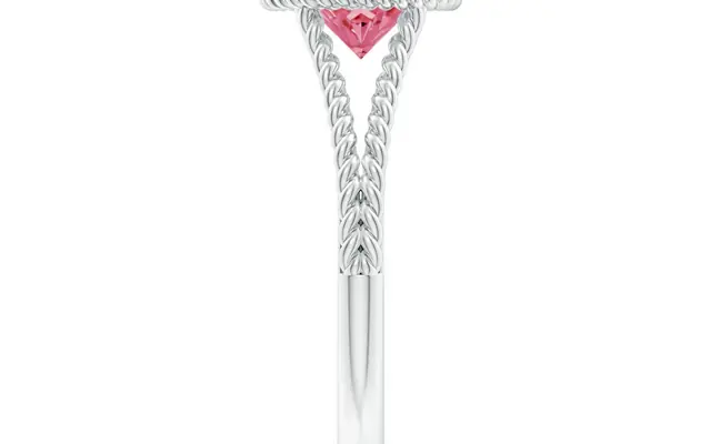 Round Solitaire Lab Grown Pink Dianomd Ring