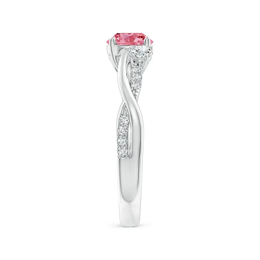 Nature Inspired Pink Diamond Twisted Vine Ring