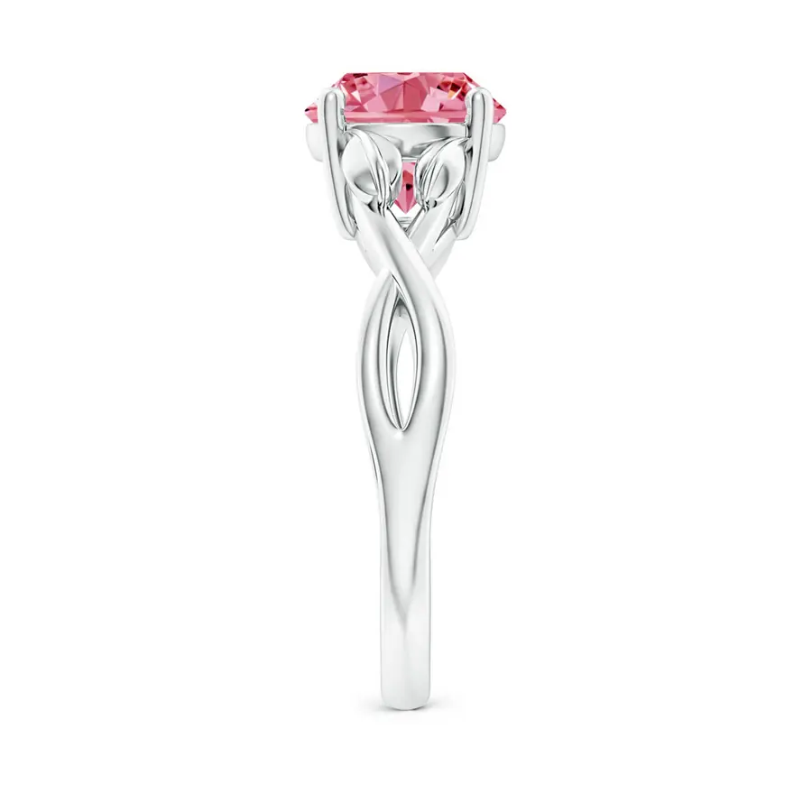 Fancy Intanse Round  Pink Lab Grown Diamond Solitaire Ring