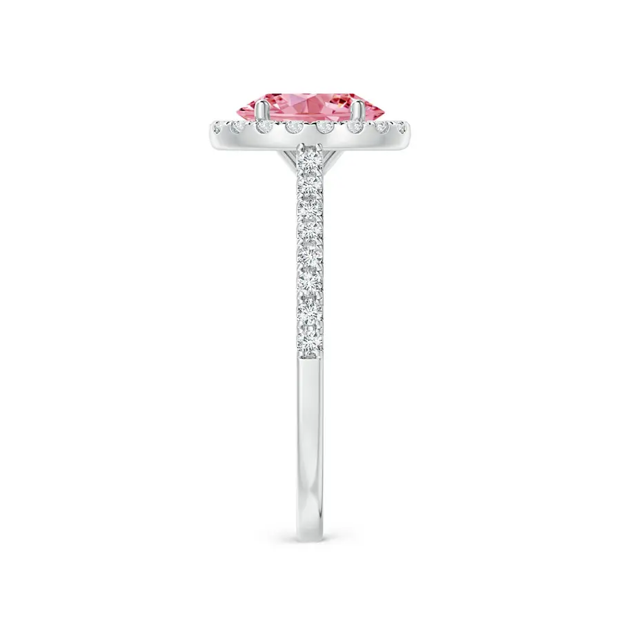 Emerald Cut Morganite Engagewment Ring With Pink Diamond