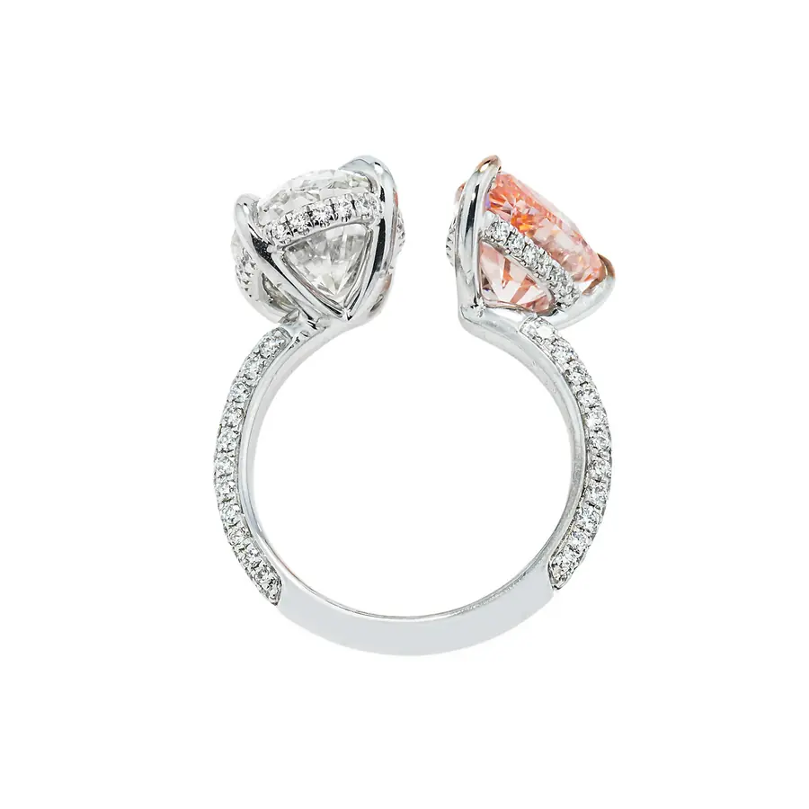 Pink pear White Oval Toi-et Engagement Ring
