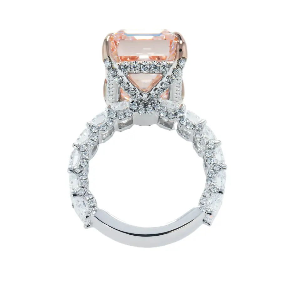 Vivid Pink Emerald Lab Grown Diamond Ring