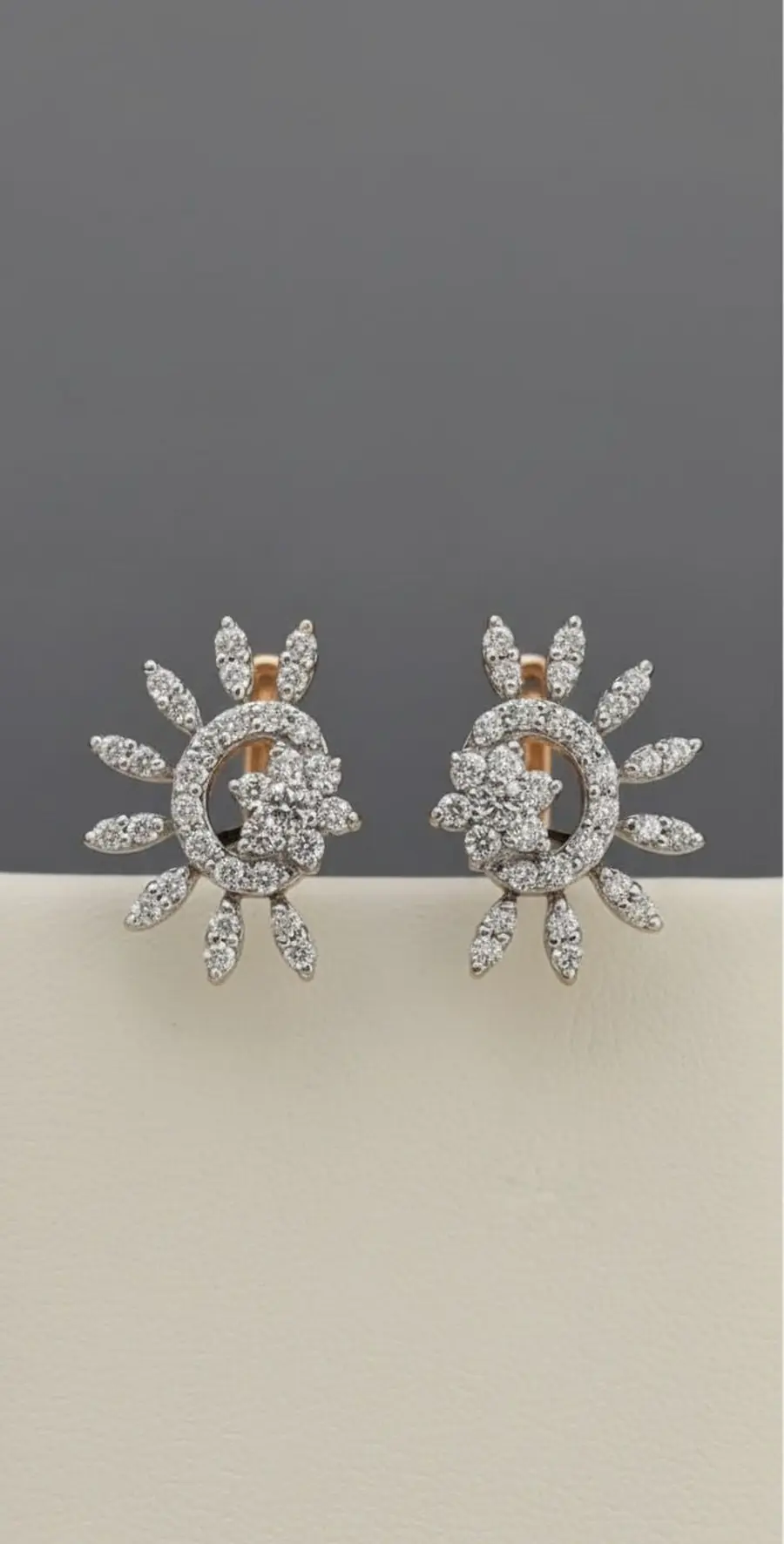 Radiant Solstice" 18K Two-Tone Gold Diamond Sunburst Huggie Earrings (0.69ct DWT)