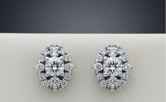 Royal Radiance" 18K White Gold Double Halo Diamond Stud Earrings (0.45ct DWT)