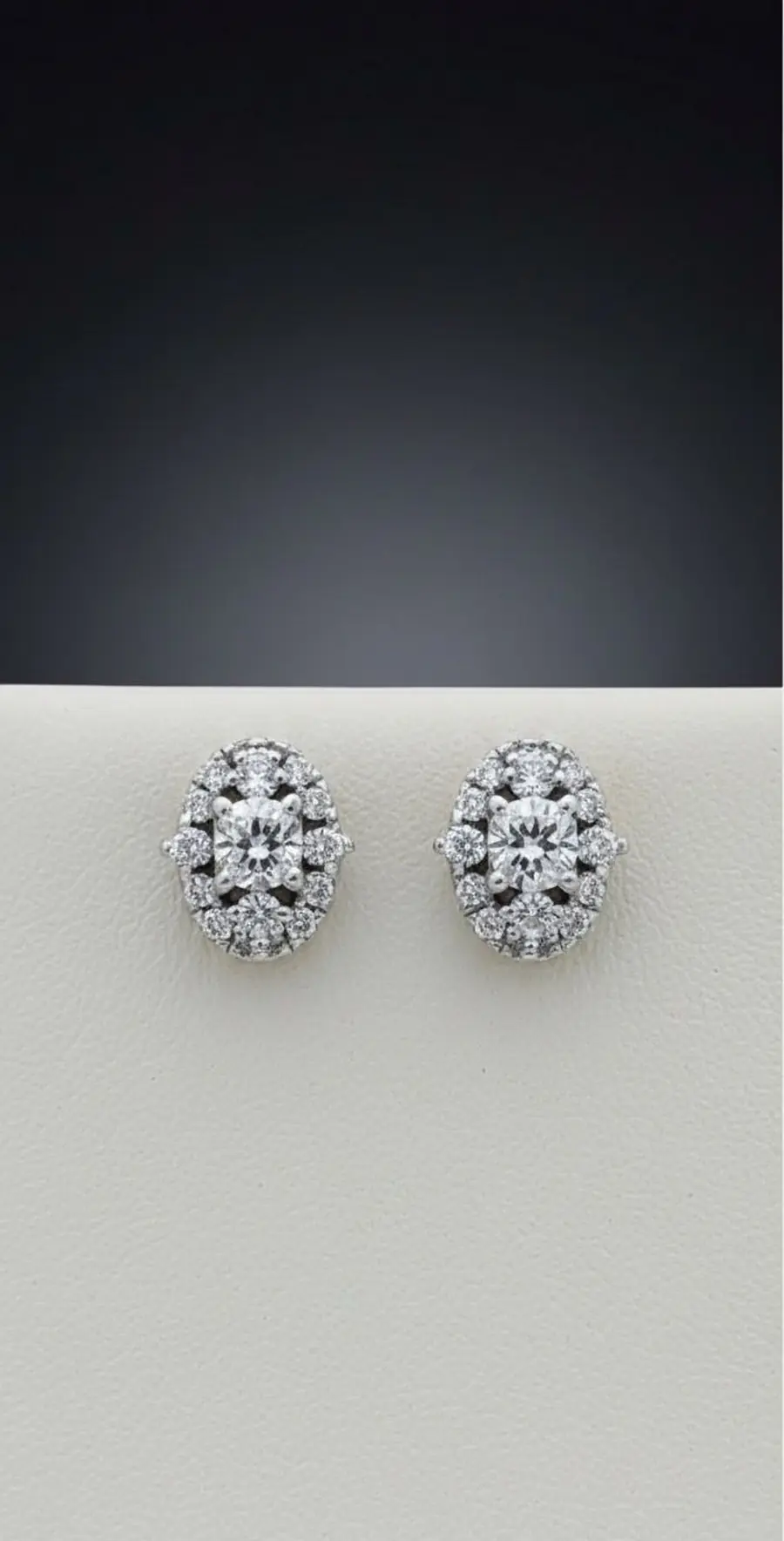 Royal Radiance" 18K White Gold Double Halo Diamond Stud Earrings (0.45ct DWT)