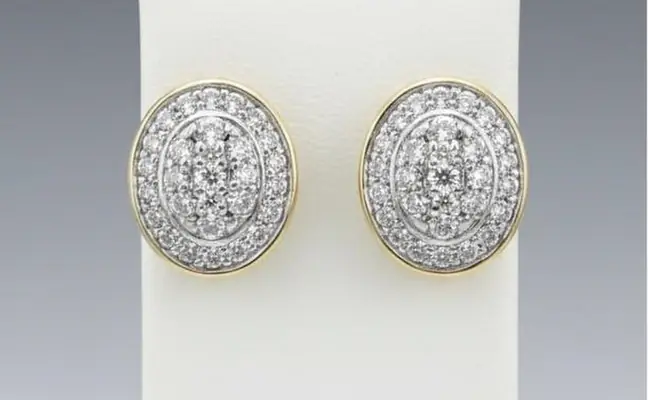 Halo Soleil" 18K Two-Tone Diamond Cluster Stud Earrings (0.57ct DWT)