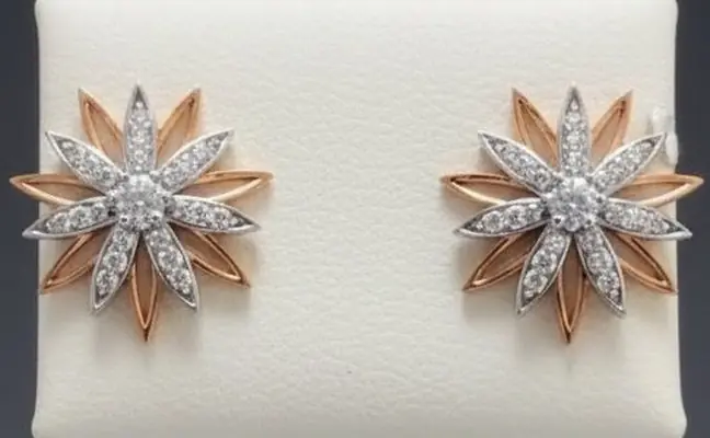 Morning Glory" 18K Two-Tone Gold Diamond Starburst Stud Earrings (0.35ct DWT)