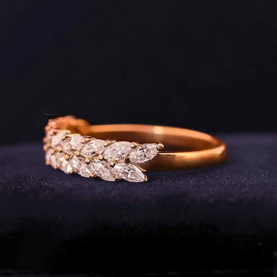 Marquise Cut Double Row Lab Grown Diamond Band