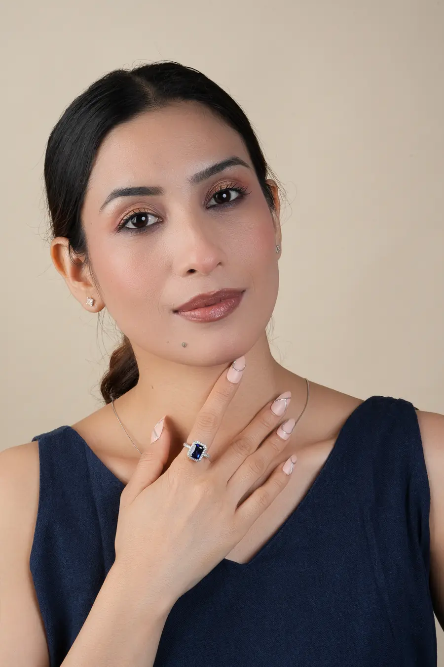 Vintage Radiant Cut Blue Sapphire Halo Diamond Engagement Ring