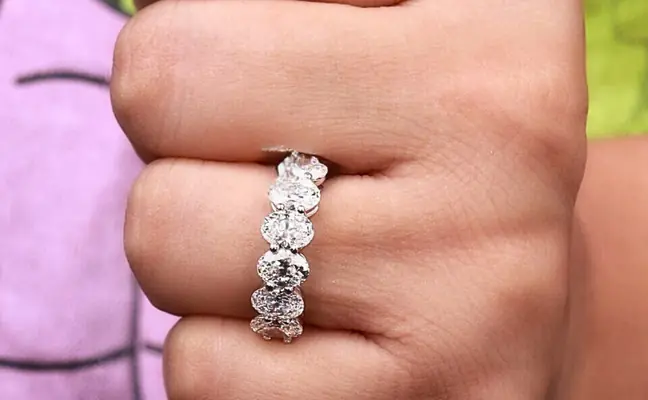 3.50 CT Oval Lab Grown Diamond Half Eternity Band