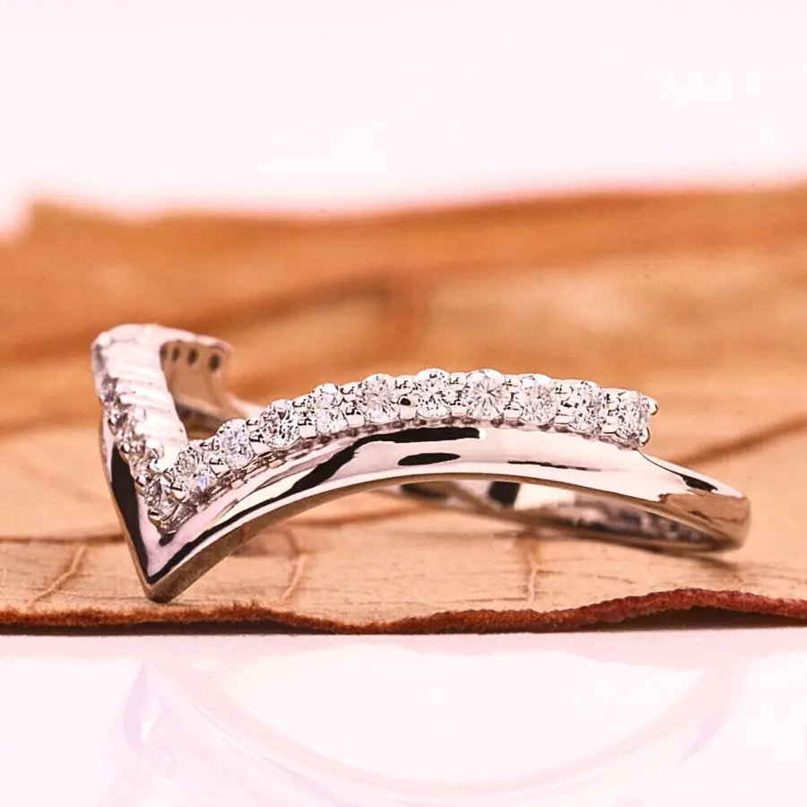 Curved Diamond Wedding Band