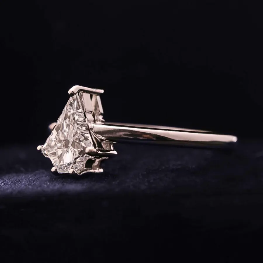 Unique Christmas Tree Cut Diamond Solitaire Ring