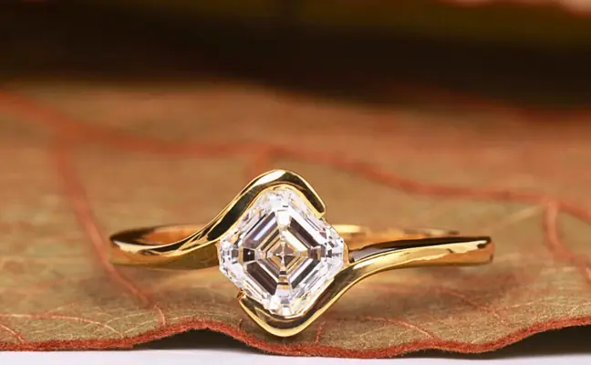 1 Carat Asscher Cut Lab Grown Diamond Ring