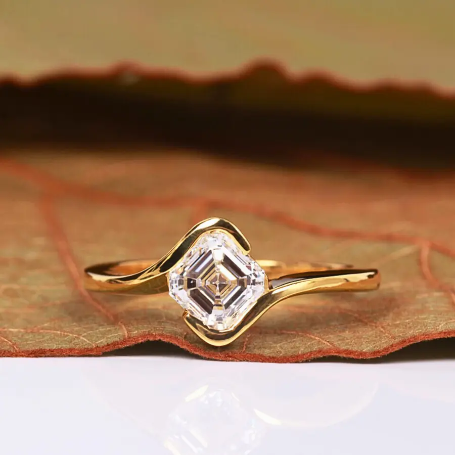 1 Carat Asscher Cut Lab Grown Diamond Ring