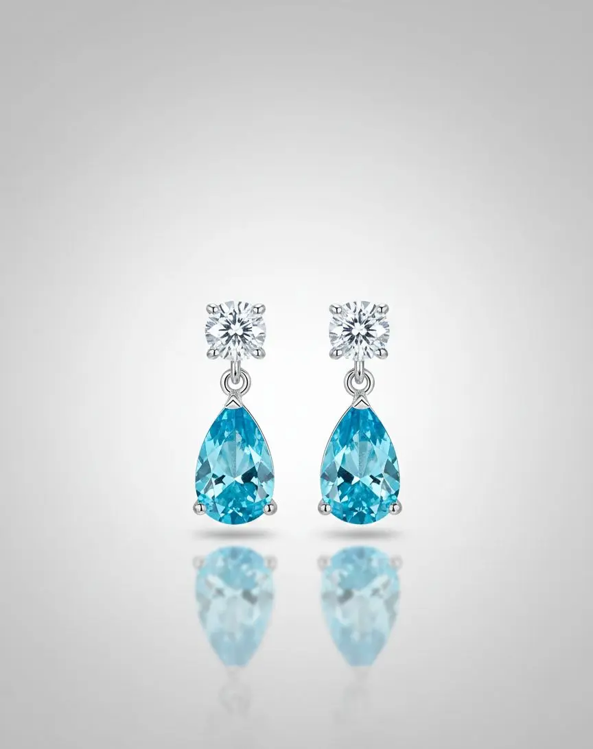 Azure Droplet Diamond Earrings