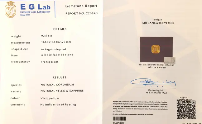 Ceylon Origin Vivid Yellow Sapphire