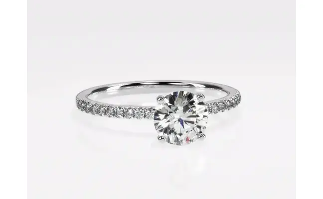 Scalloped Pavé Diamond Engagement Ring | Channel set, round diamonds