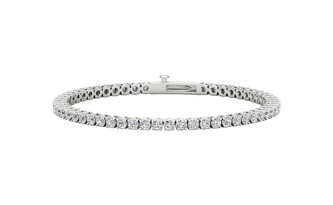 Four Prong 2.5 CT TW Natural Diamond Tennis Bracelet