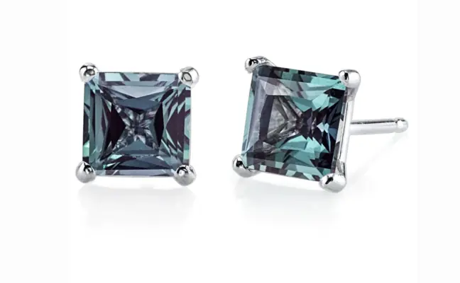 2.50 ctw Rare Alexandrite Stud Earrings set in 14kt white gold