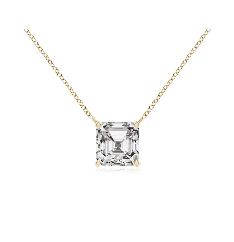 1/6 CTW Asscher Cut Diamond Pendant in 14kt Yellow Gold | CaratX Asscher Cut Jewelry
