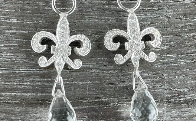 Jude Frances 18k Gold Diamond & White Topaz Fleur De Lis Charms