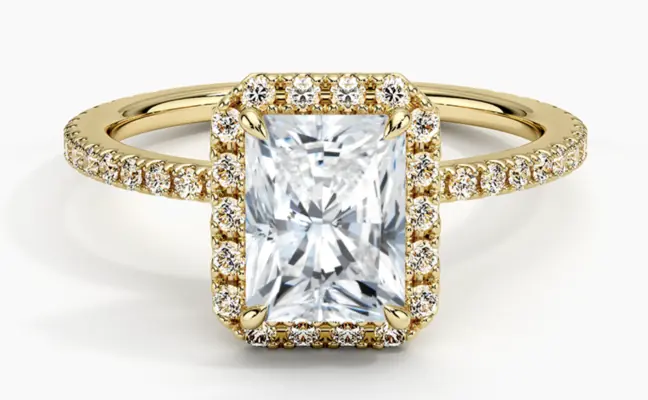 Excellent 1.95 ctw Radiant Cut Natural Diamond Ring | Halo Setting in solid gold