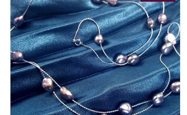 Simayaz Natural Pearls in a Spaced, Long String Style Necklace