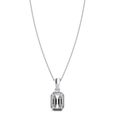 1.00 Carat Emerald Solitaire Gold Necklace
