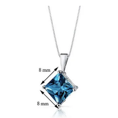 2.50 Carat London Blue Topaz pendant set