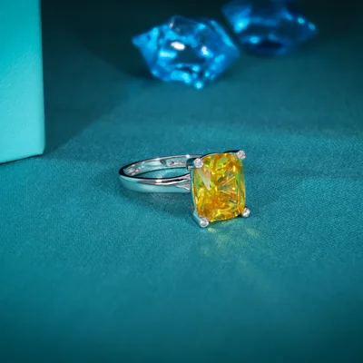 Moissanite Diamond - Yellow Prong Ring