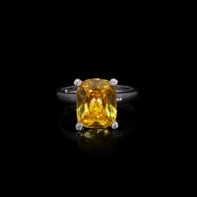 Moissanite Diamond - Yellow Prong Ring