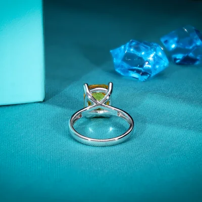 Moissanite Diamond - Yellow Prong Ring